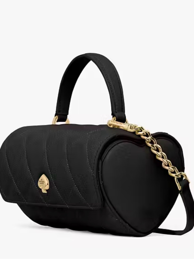 Kate Spade Black Quilted Heart Barrel Shoulder Bag
